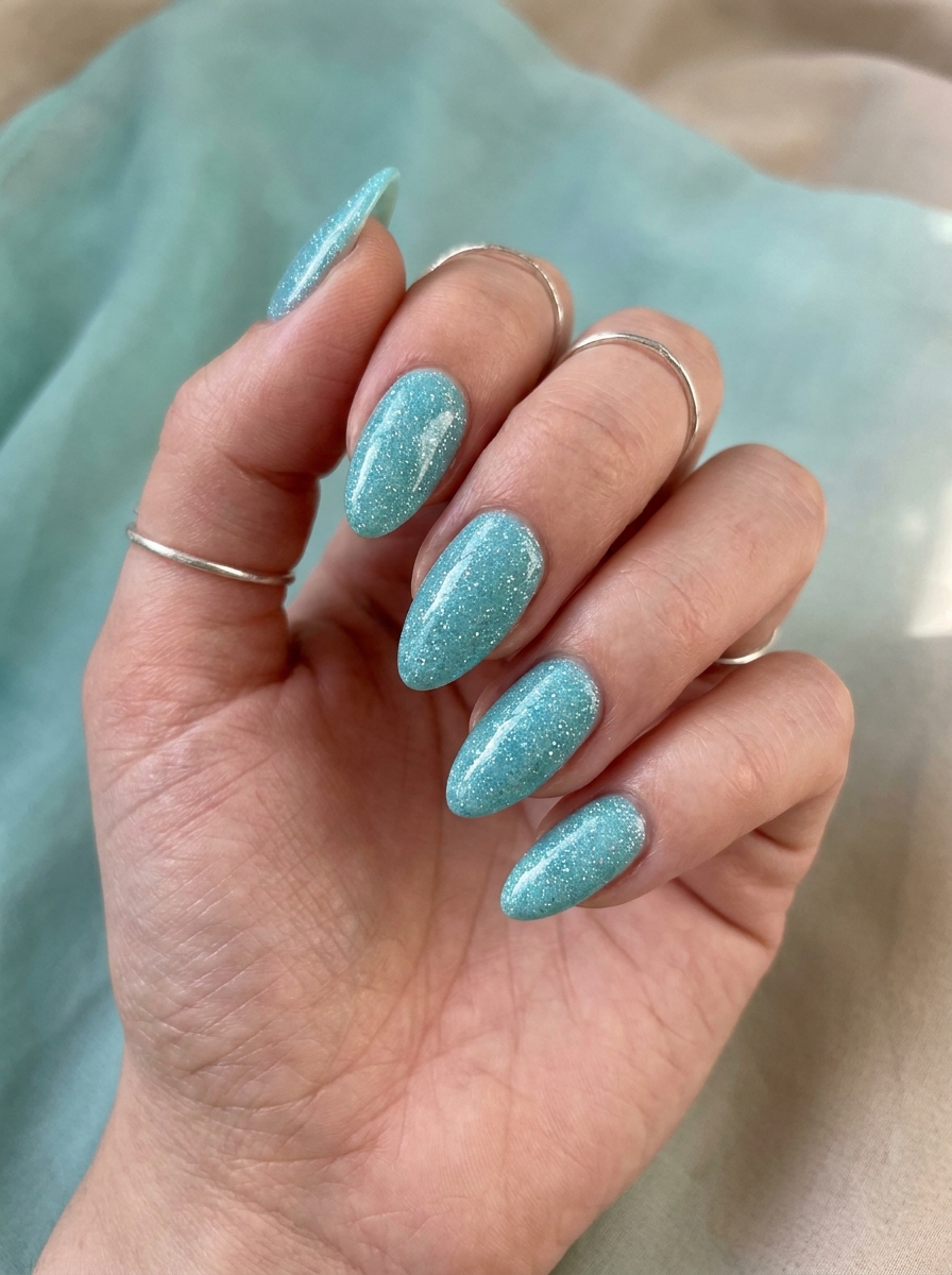 Aqua Glitter Nails als Y2K Nails Inspiration 2026